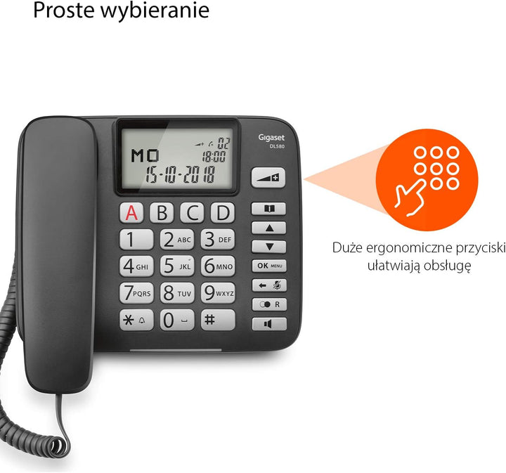 Gigaset Dl580 - Schnurgebundenes Telefon ohne Anrufbeantworter mit beleuchtetem Display - Grosse Erg