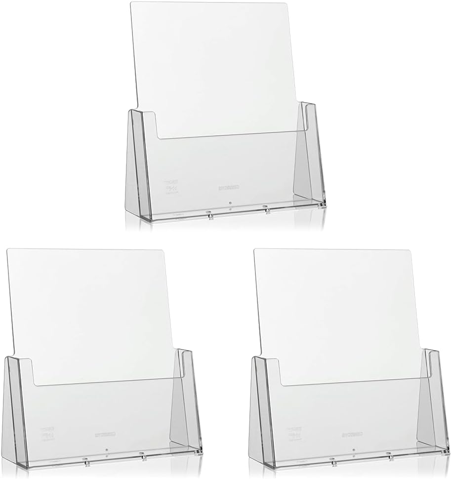 Taymar DIN A4 Prospekthalter, Prospektständer, transparent (Packung mit 3) Stück DIN A4 (Packung mit