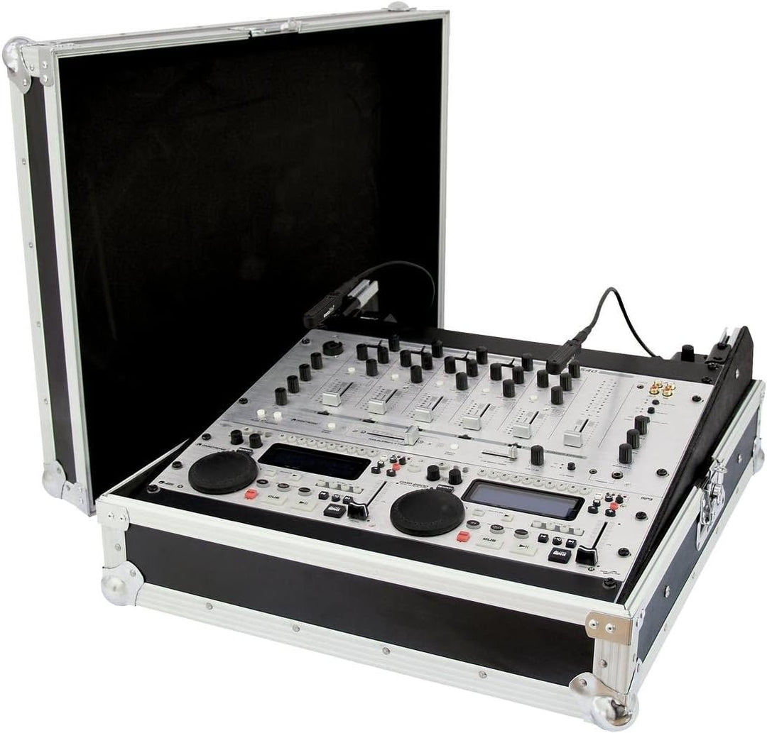 ROADINGER Mixer-Case Profi MCB-19, schräg, sw, 12HE | Flightcase für 483-mm-Geräte (19")