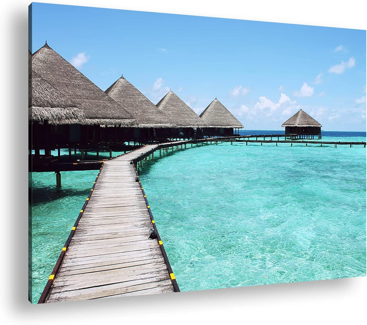 deyoli Paradis am Meer im Format: 80x60 als Leinwandbild, Motiv fertig gerahmt auf Echtholzrahmen, H