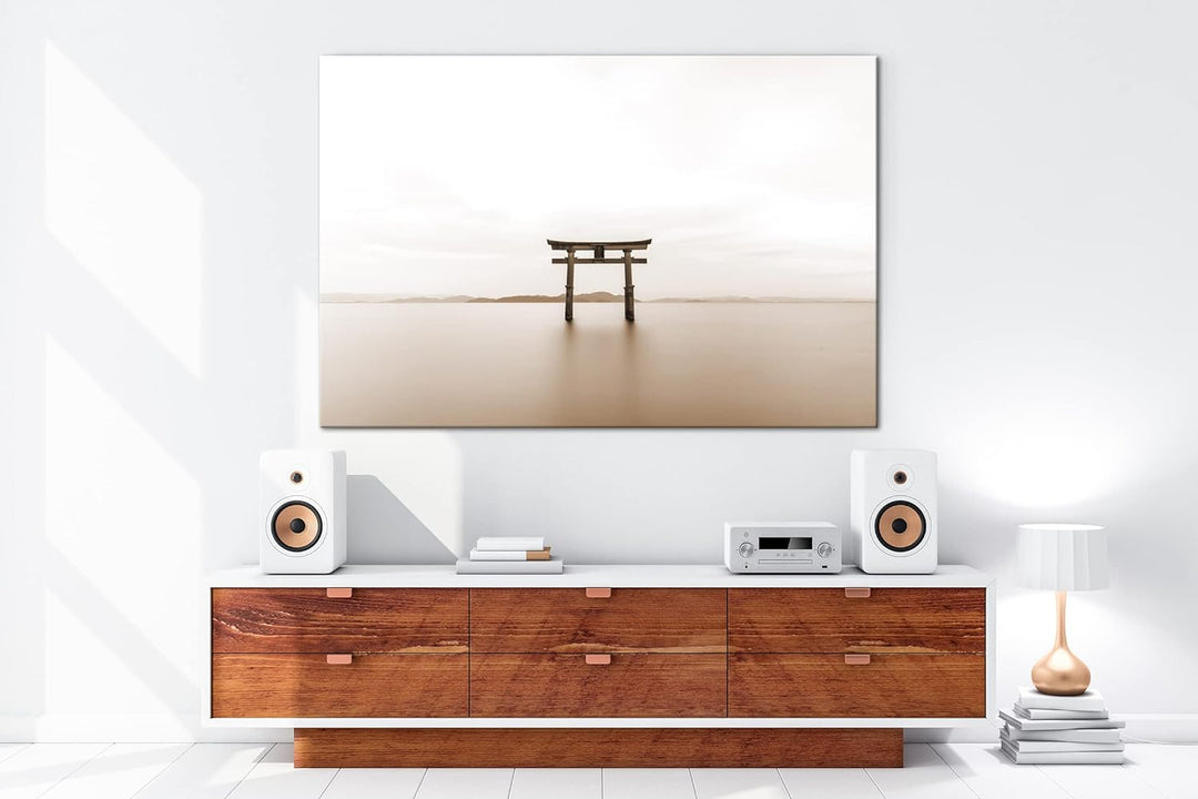 deyoli Wahrzeichen der japanischen Shinto-Religion Effekt: Sepia, Format: 80x60 als Leinwandbild, Mo