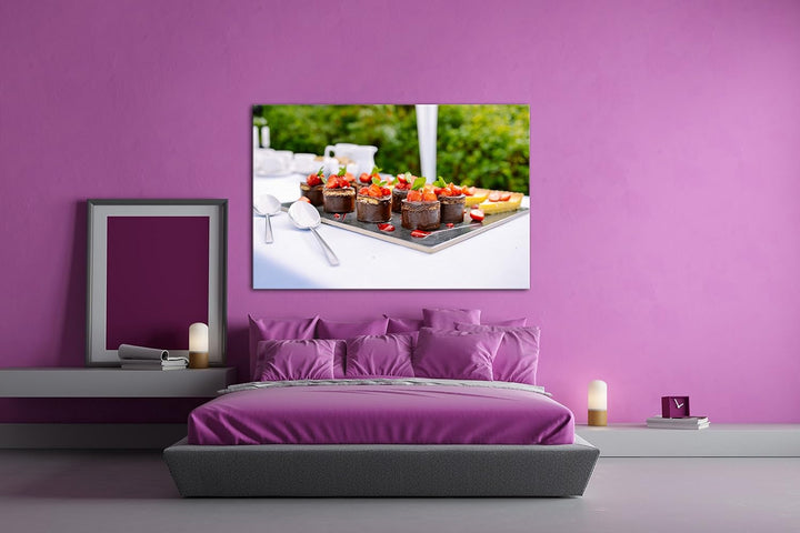 deyoli Tablett mir Desserts Format: 80x60 als Leinwand, Motiv fertig gerahmt auf Echtholzrahmen, Hoc