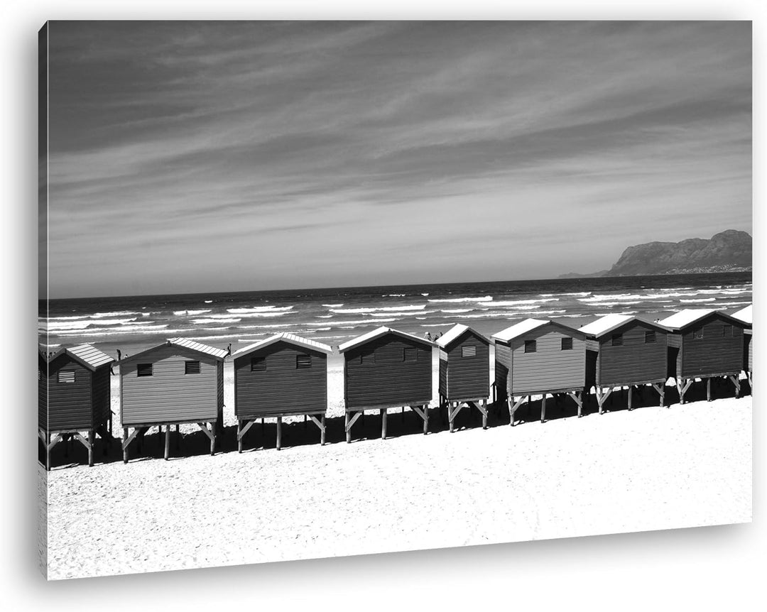 deyoli schöne Ferienhäuser am Strand Effekt: Schwarz/Weiss im Format: 60x40 als Leinwandbild, Motiv