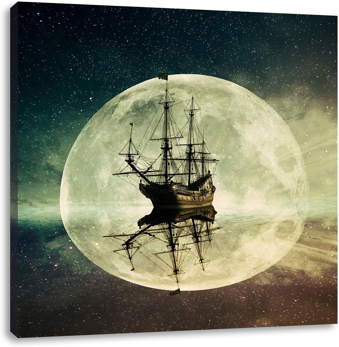 Geisterschiff im Weltall, Format: 70x70 auf Leinwand, XXL riesige Bilder fertig gerahmt mit Keilrahm
