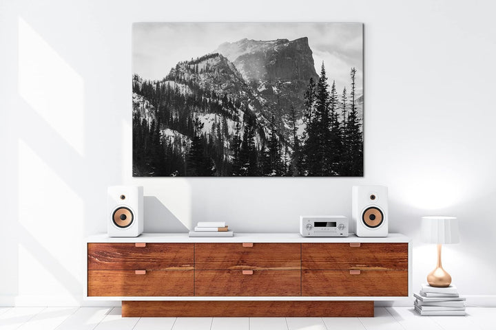 deyoli sagenhafter schneebeckter Berg Format: 120x80 cm Effekt: Schwarz&Weiss als Leinwandbild, Moti