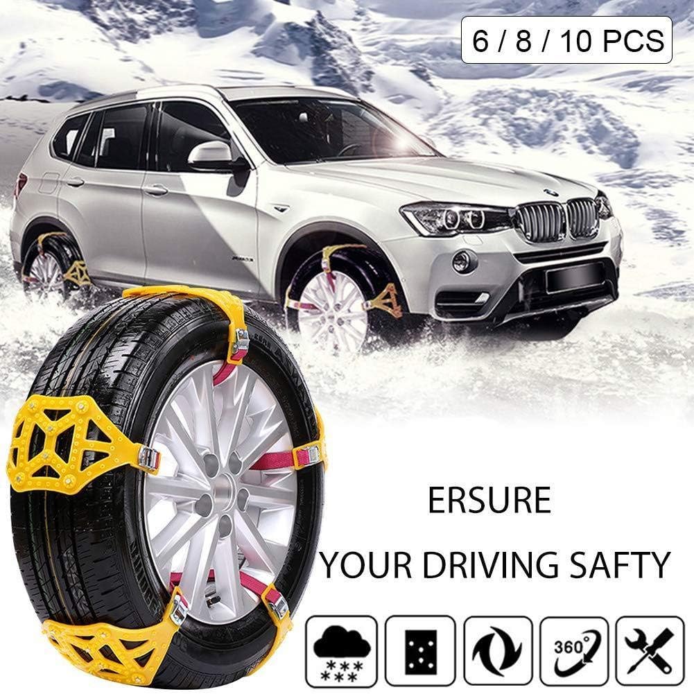 TOTMOX 6er-Pack Notfall-Reifenkabel Reifenketten für Pickups Rutschfeste Schneeketten für Kfz-SUV-Au