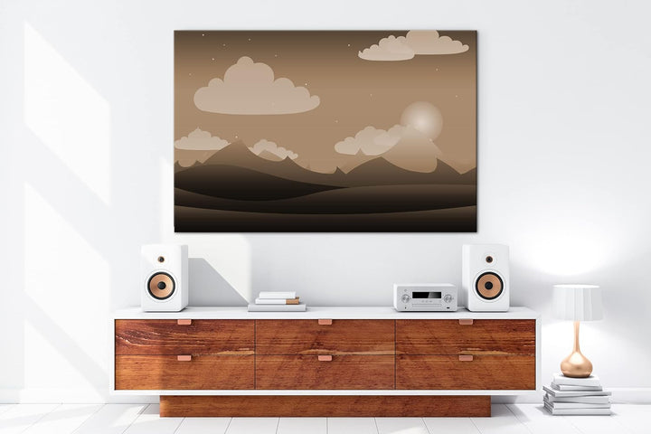 deyoli Landschaft bei Dämmerung Format: 80x60 Effekt: Sepia als Leinwandbild, Motiv fertig gerahmt a