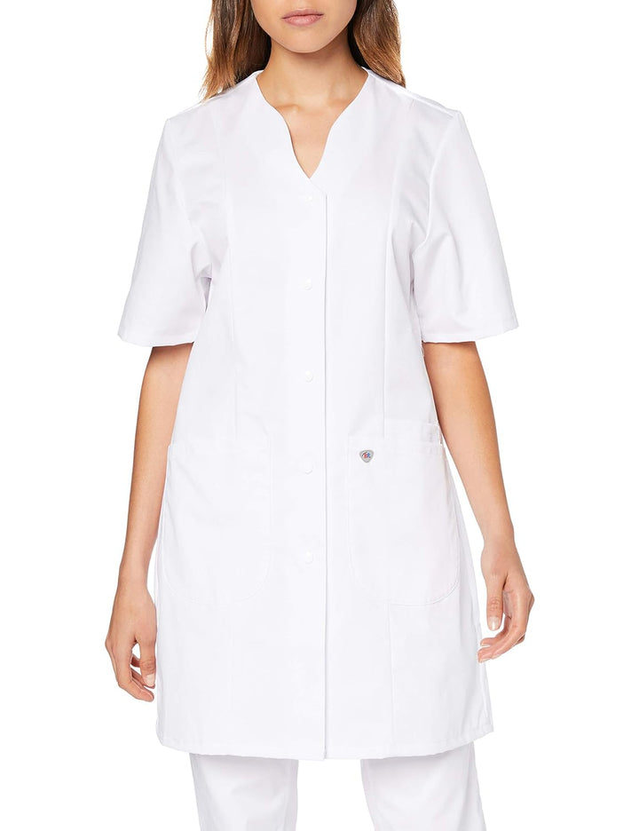 BP 1640-485-21-34n Damen-Kasack, 1/2 Hülse, V-Ausschnitt mit Druckknopfband, 215,00 g/m² Stoffmischu