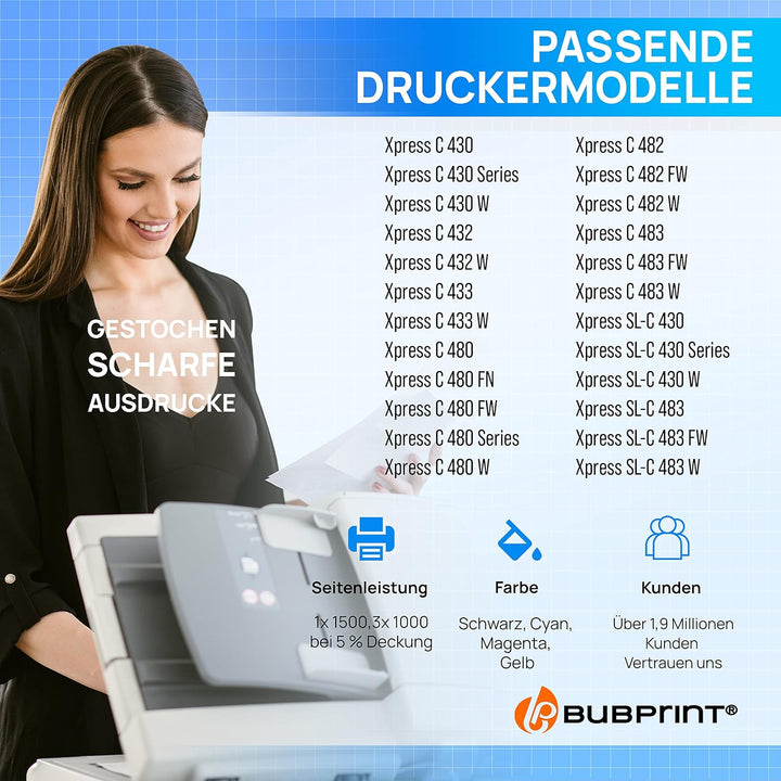 P404C CLT-404S 4 Tonerkartuschen kompatibel als Ersatz für Samsung CLT-P404C für Toner Samsung C480W