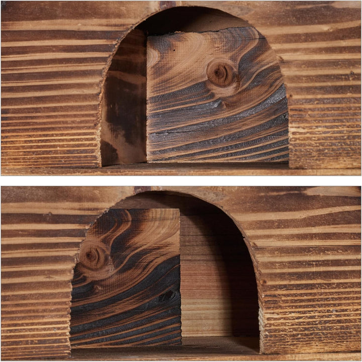 Relaxdays Igelhaus, geflammtes Holz, Igelhotel Boden, katzensicher, Winterquartier Igel, Garten, HBT