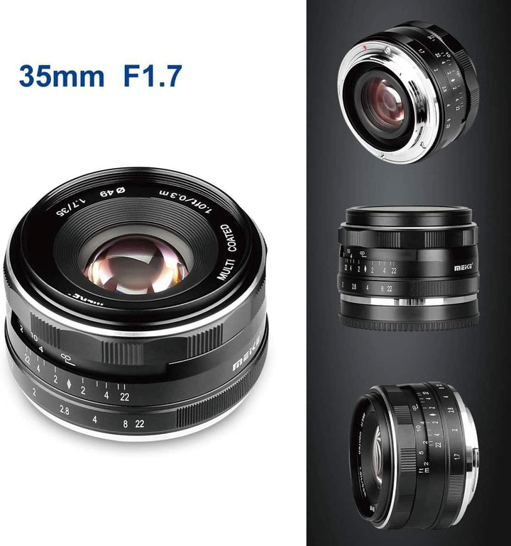 Meike Objektiv für Canon EF-M EOS M1 M2 M3 M5 M6 M10 M100, 35 mm F1.7 grosse Blende, manueller Fokus