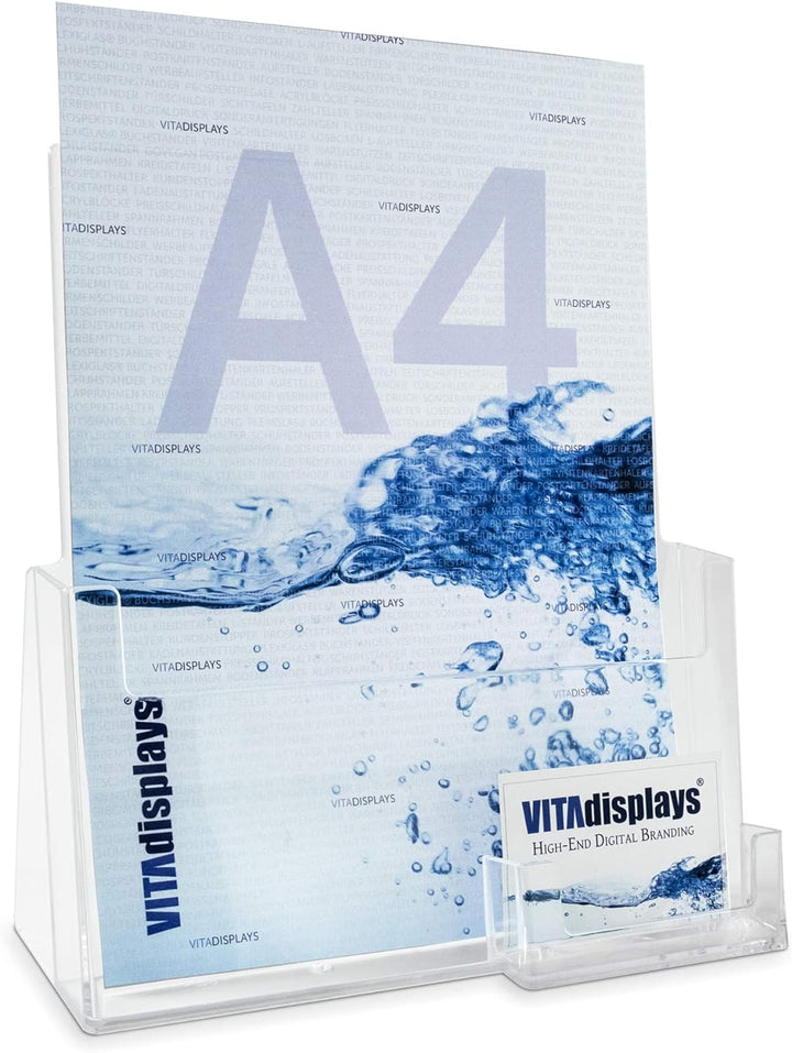 2 Stück taymar DIN A4 Tischprospektständer als standfester Prospekthalter und Aufsteller mit extra V