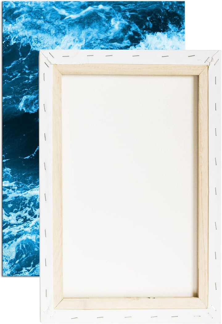 deyoli stürmische Wellen Format 80x60 Effekt: Monocrome Blau als Leinwandbild, Motiv fertig gerahmt