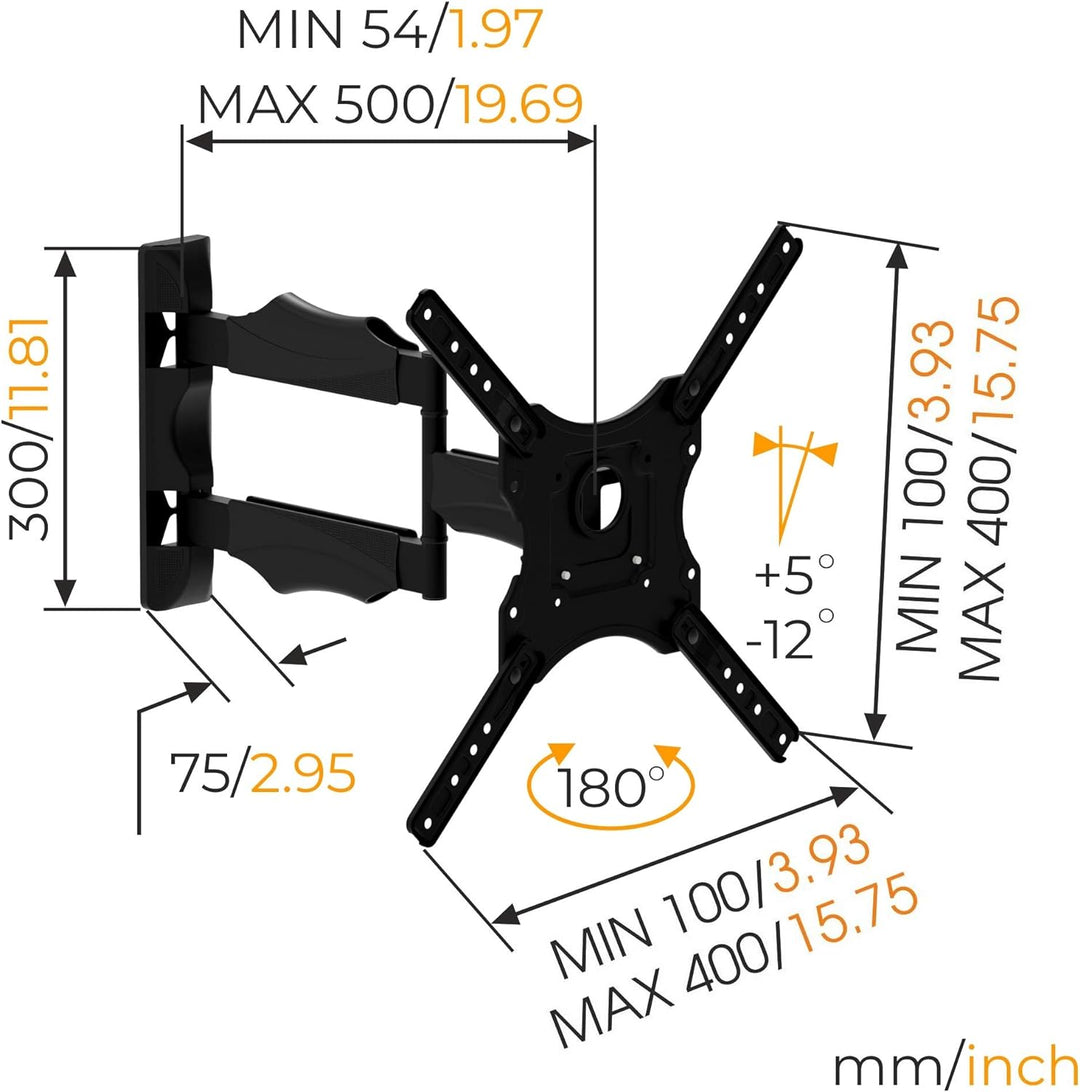 Nanook TURN M Schwenkbare TV-Wandhalterung für 32-55 Zoll Fernseher, Neigbar, Wandhalter für LCD, LE