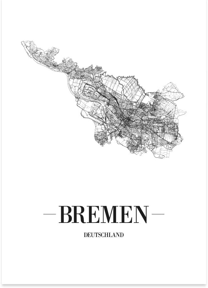 JUNIWORDS Stadtposter, Bremen, Wähle eine Grösse, 40 x 60 cm, Poster, Schrift A, Weiss 40 x 60 cm Sc