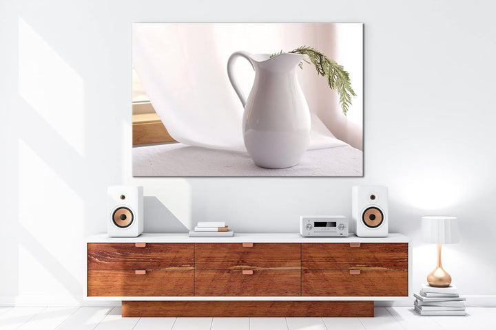 deyoli Stillleben einer weissen Vase im Format: 100x70 als Leinwandbild, Motiv fertig gerahmt auf Ec