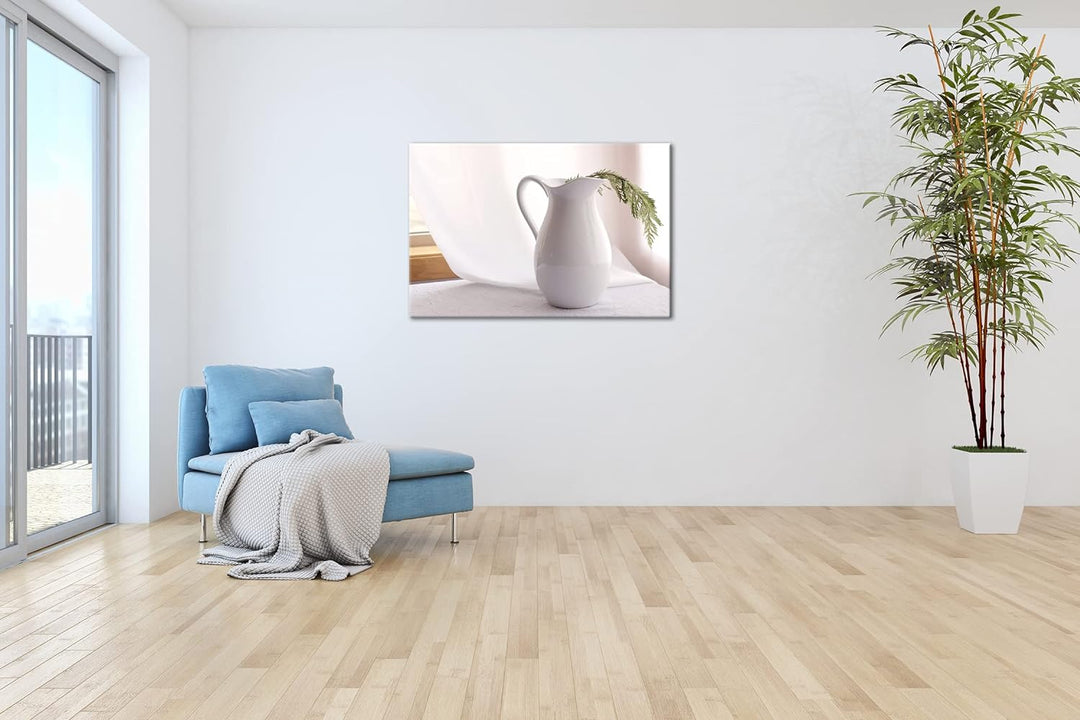 deyoli Stillleben einer weissen Vase im Format: 100x70 als Leinwandbild, Motiv fertig gerahmt auf Ec