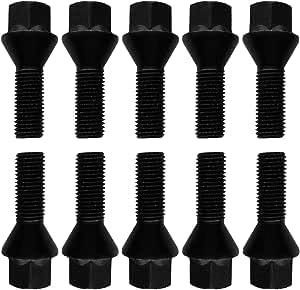 10 Radschrauben Radbolzen Kegelbund schwarz M14x1,5 55mm 55 mm schwarz, 55 mm schwarz