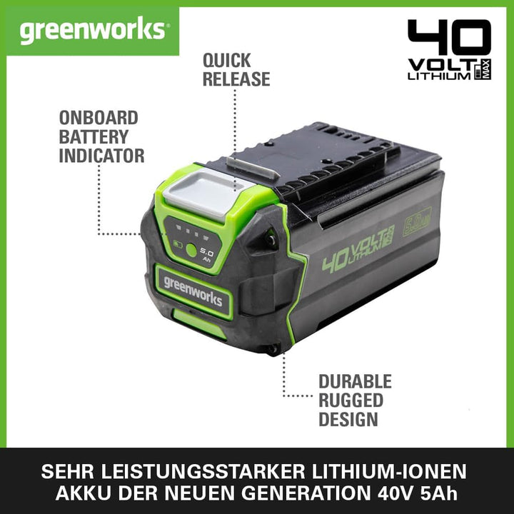 Greenworks 40V Akku - Leistungsstarker Akku für alle Greenworks 40V Garten- und Elektrowerkzeuge, sc