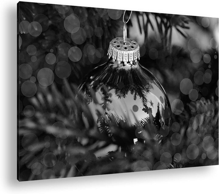 deyoli Weihnachtlicher Schmuck Effekt: Schwarz&Weiss Format: 80x60 als Leinwandbild, Motiv fertig ge