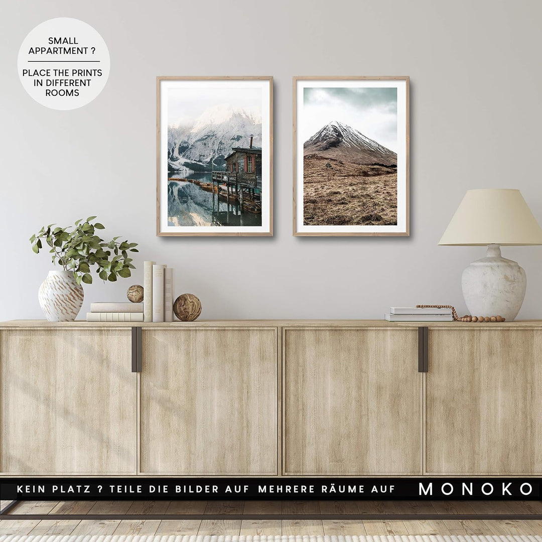MONOKO® Wohnzimmer Poster Set - Premium Bilder Set für Schlafzimmer - Stilvolle Wandbilder - 6er Set