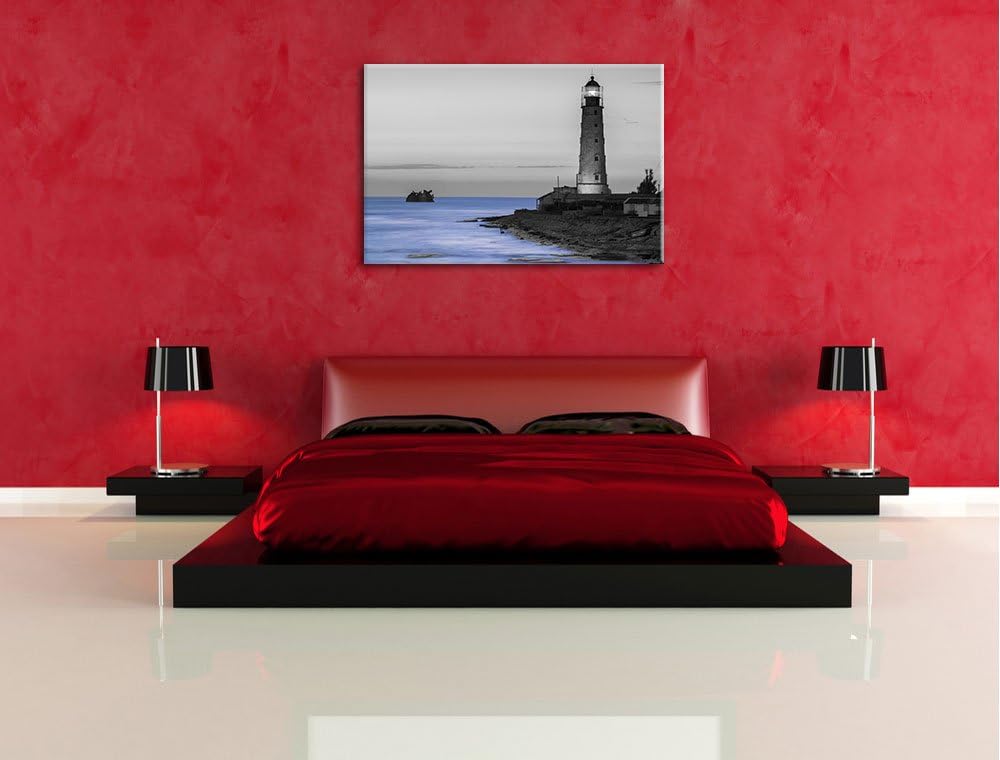 alter Leuchtturm bei Sonnenuntergang schwarz/weiss Format: 100x70 auf Leinwand, XXL riesige Bilder f