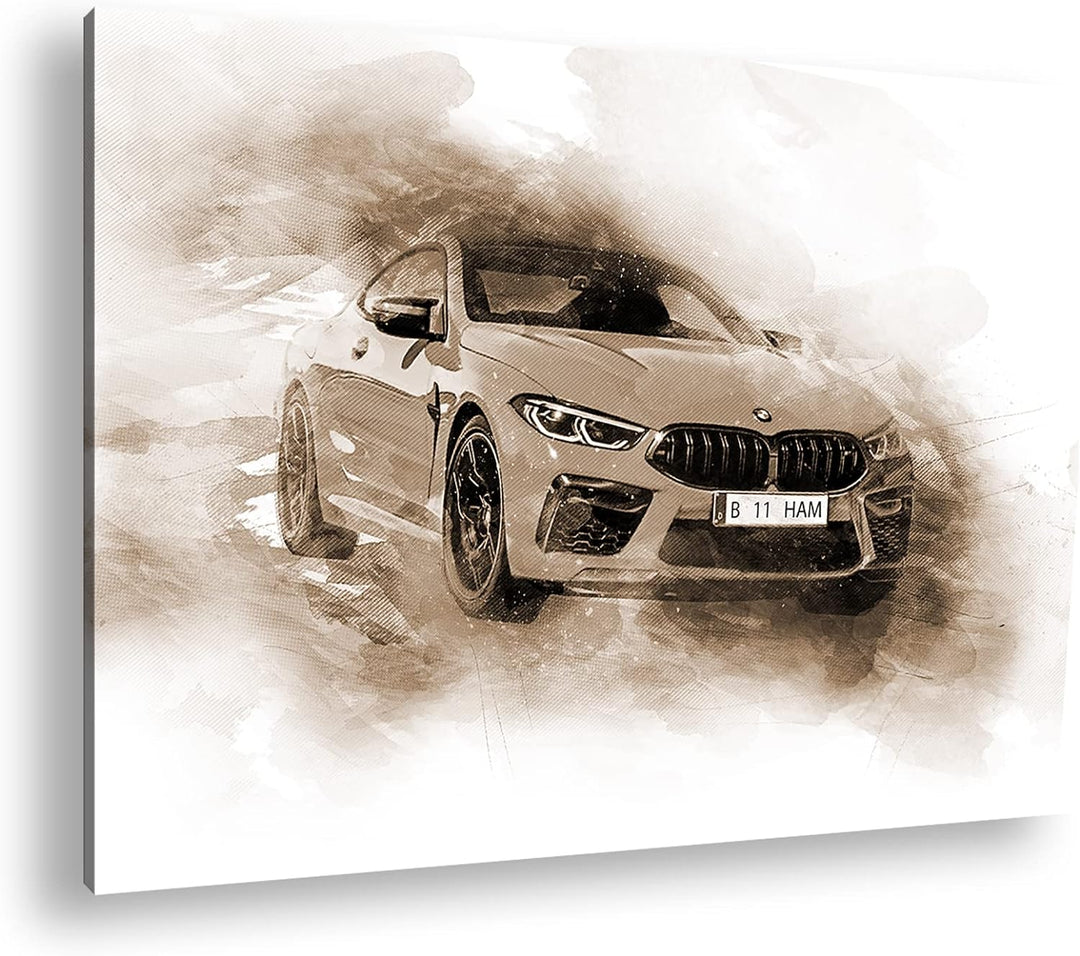 deyoli küstlericher Sportwagen Effekt: Sepia Format: 80x60 als Leinwandbild, Motiv fertig gerahmt au