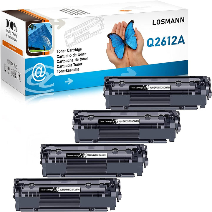 LOSMANN 4x Toner Kompatibel für Q2612A 12A FX9 FX10 CAN703 für Canon I-Sensys LBP-2900 LBP-2900b LBP