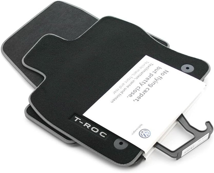 Volkswagen 2GA061270WGK Premium Textil Fussmatten 4X Velours Stoffmatten schwarz mit T-ROC Schriftzu