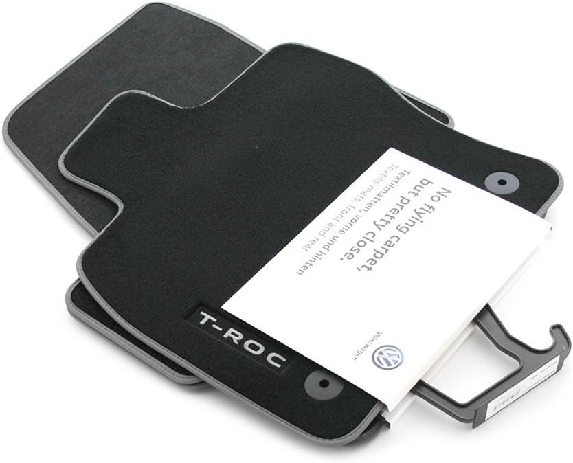 Volkswagen 2GA061270WGK Premium Textil Fussmatten 4X Velours Stoffmatten schwarz mit T-ROC Schriftzu