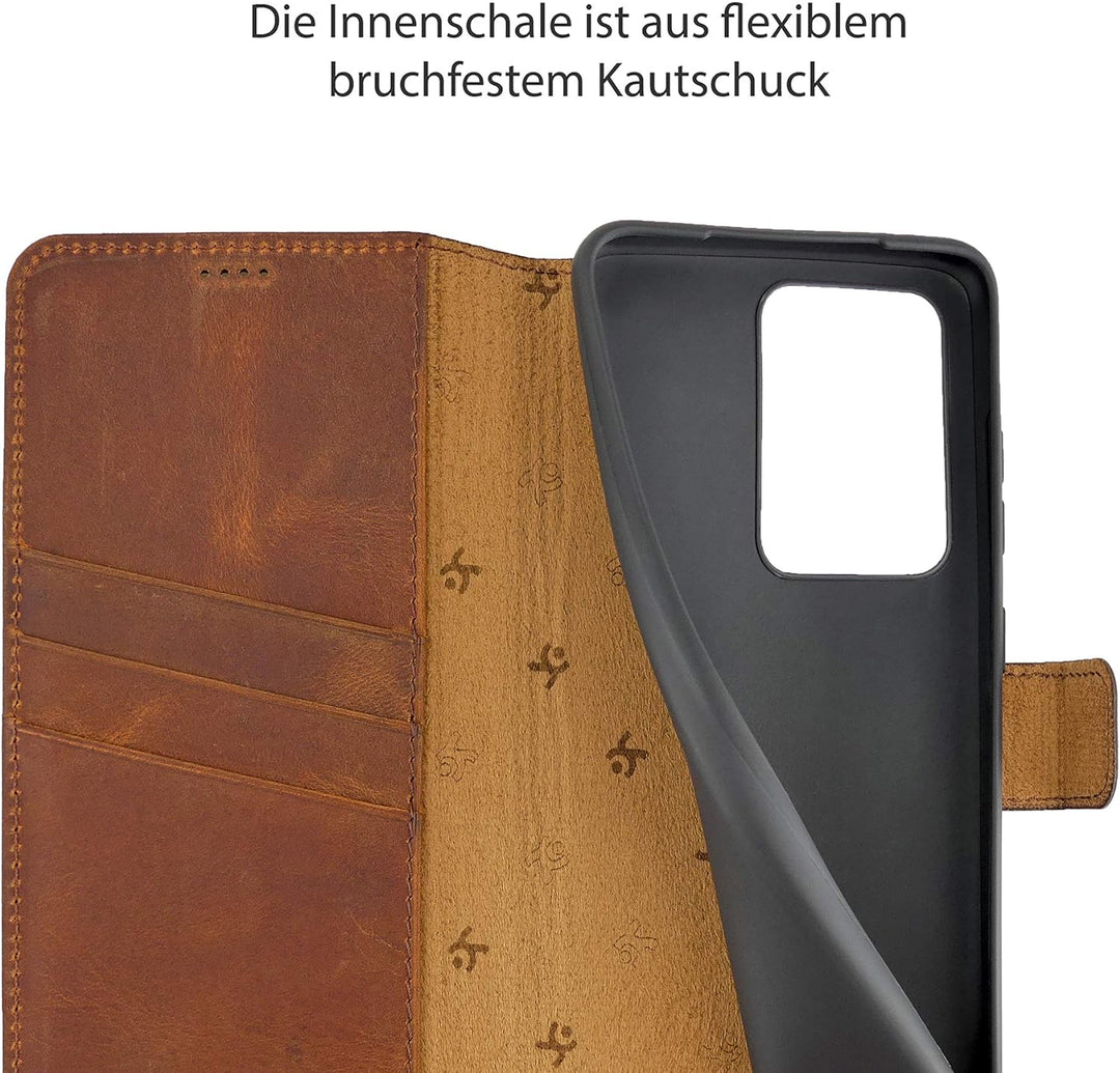 Suncase Book-Style Hülle kompatibel mit Samsung Galaxy S20 Ultra Leder Tasche (Slim-Fit) Lederhülle