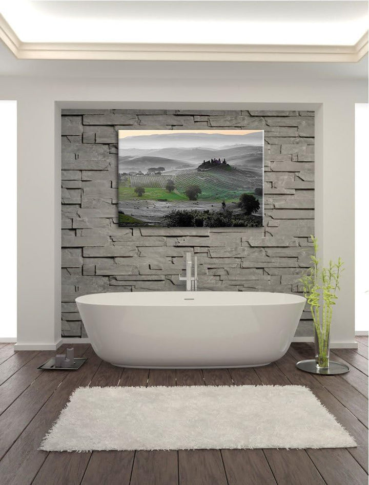 herrliche Toskana Landschaft schwarz/weiss Format: 100x70 auf Leinwand, XXL riesige Bilder fertig ge