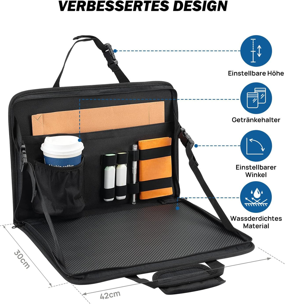 Auto Tisch, Auto Schreibtisch mit GetrÀnkhalter, Multifuktionale Laptophalter Auto zum Essen, Arbeit