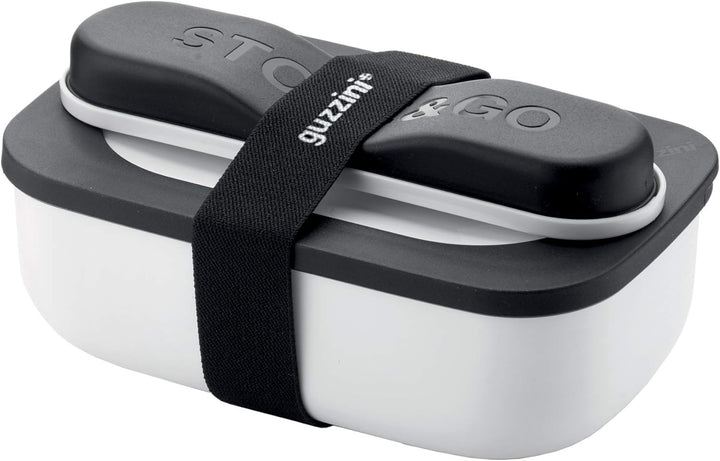 Guzzini - On The Go, STORE&GO Set Lunchbox mit Reisebesteck - Weiss, 20 x 12 x h7 cm | 900ml - 17110