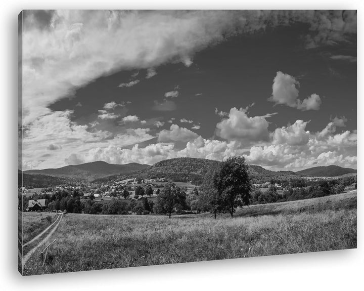 deyoli schöne Landschaft mit Bergen Effekt: Schwarz/Weiss im Format: 80x60 als Leinwandbild, Motiv f