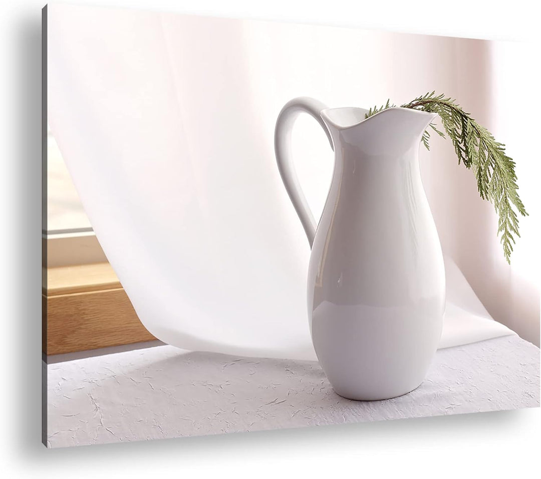 deyoli Stillleben einer weissen Vase im Format: 100x70 als Leinwandbild, Motiv fertig gerahmt auf Ec