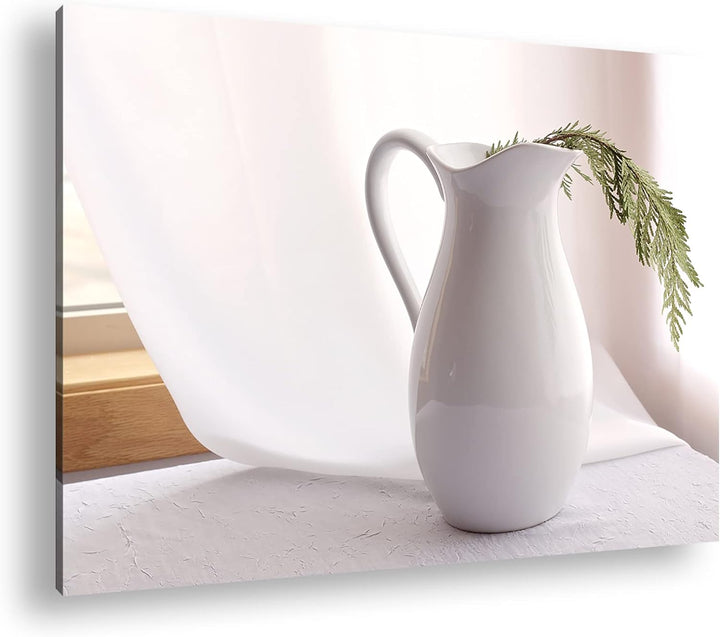 deyoli Stillleben einer weissen Vase im Format: 100x70 als Leinwandbild, Motiv fertig gerahmt auf Ec