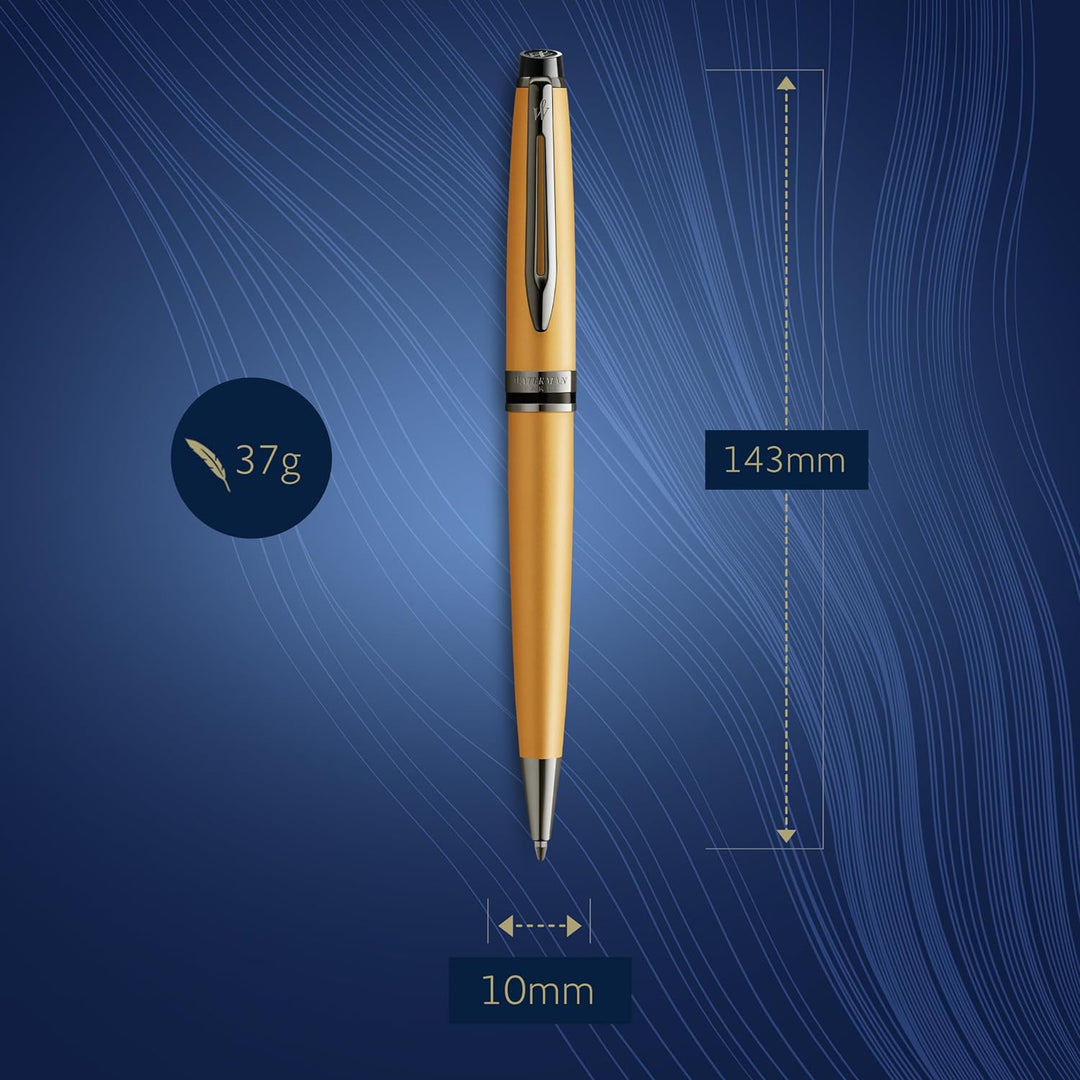 Waterman Expert Kugelschreiber | Goldfarbene Metallic-Lackierung mit Ruthenium-Zierteilen | Mittlere