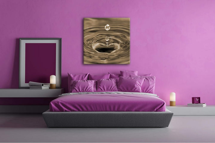 deyoli Wassertropfen Schlagen Wellen Format: 70x70 Effekt: Sepia als Leinwandbild, Motiv auf Echthol