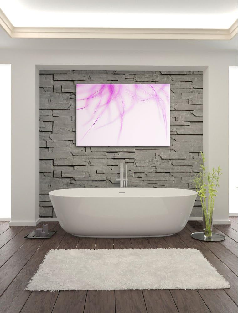 Pixxprint zarte Pinke Federn auf Leinwand, XXL riesige Bilder fertig gerahmt mit Keilrahmen, Kunstdr