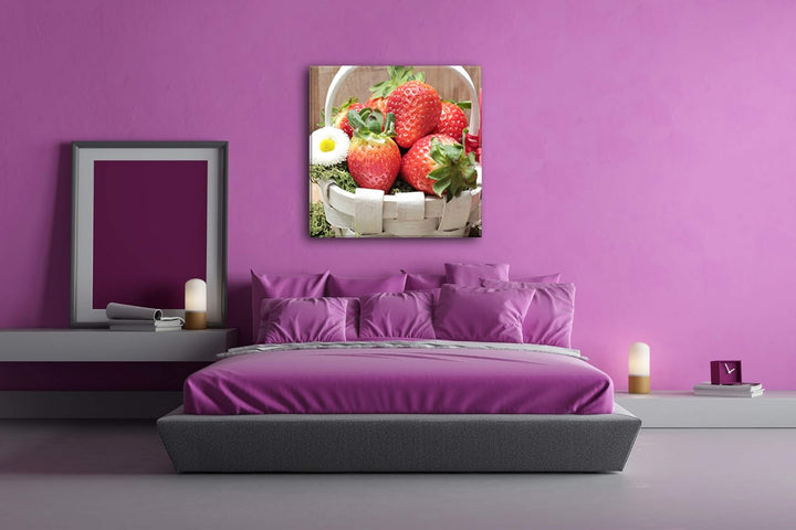 deyoli reife Erdbeeren Format: 70x70 als Leinwand, Motiv fertig gerahmt auf Echtholzrahmen, Hochwert