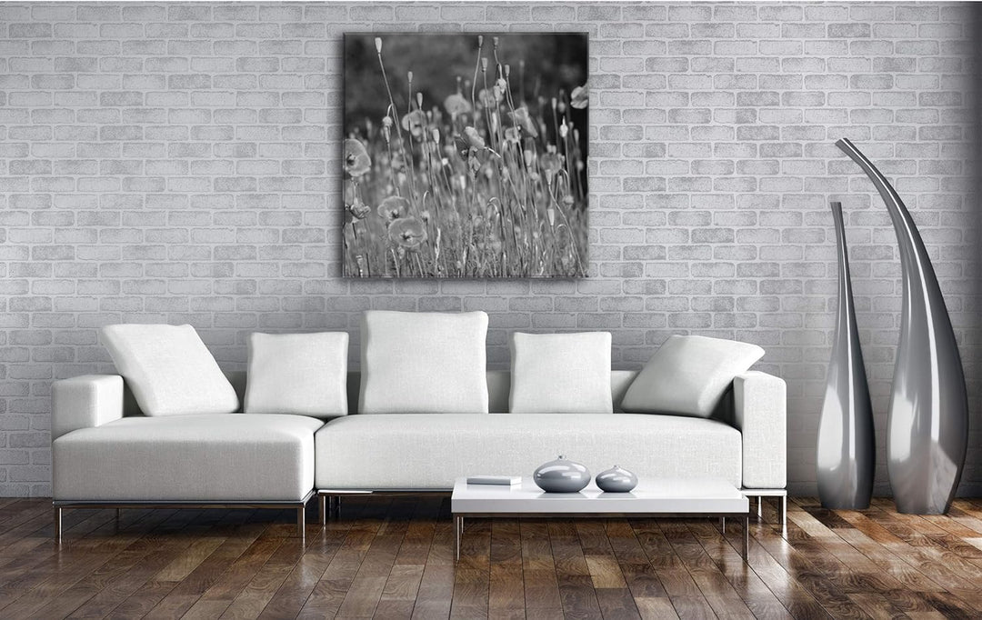 deyoli Mohnblumen Format: 70x70 Effekt: Schwarz&Weiss als Leinwandbild, Motiv fertig gerahmt auf Ech