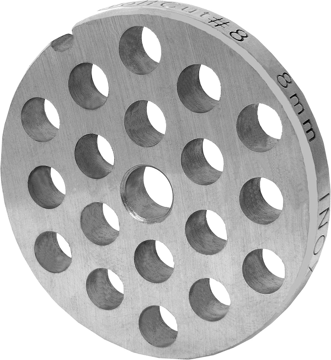 Wolfcut Lochscheibensatz mit 3,0mm + 8,0mm Bohrungen und 1 Kreuzmesser - kompatibel mit Fleischwolf