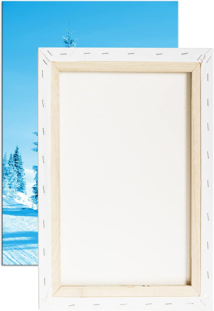 deyoli Schnee bedeckte Tannen Format 80x60 Effekt: Monocrome Blau als Leinwandbild, Motiv fertig ger