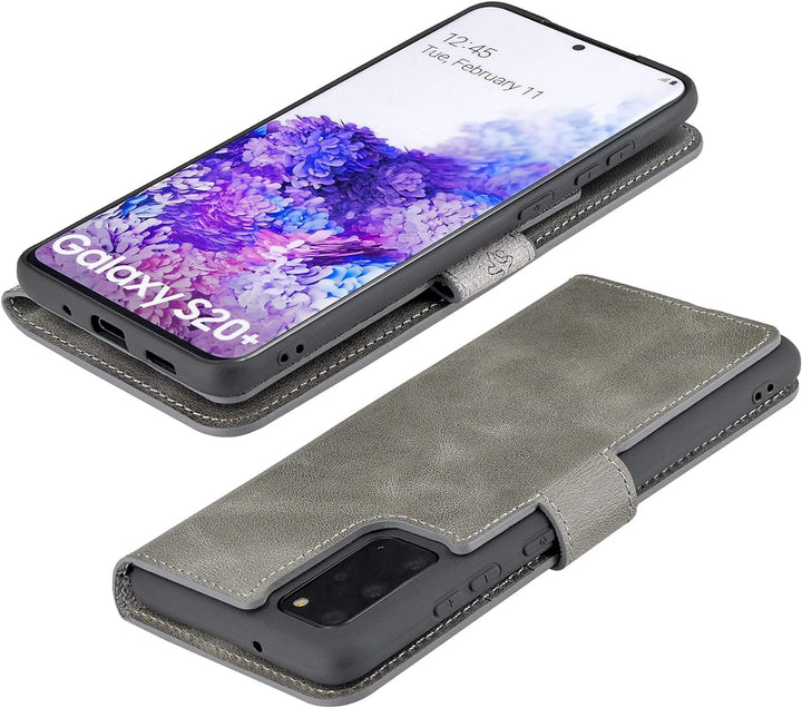 Suncase Book-Style Hülle kompatibel mit Samsung Galaxy S20 Plus Leder Tasche (Slim-Fit) Lederhülle H