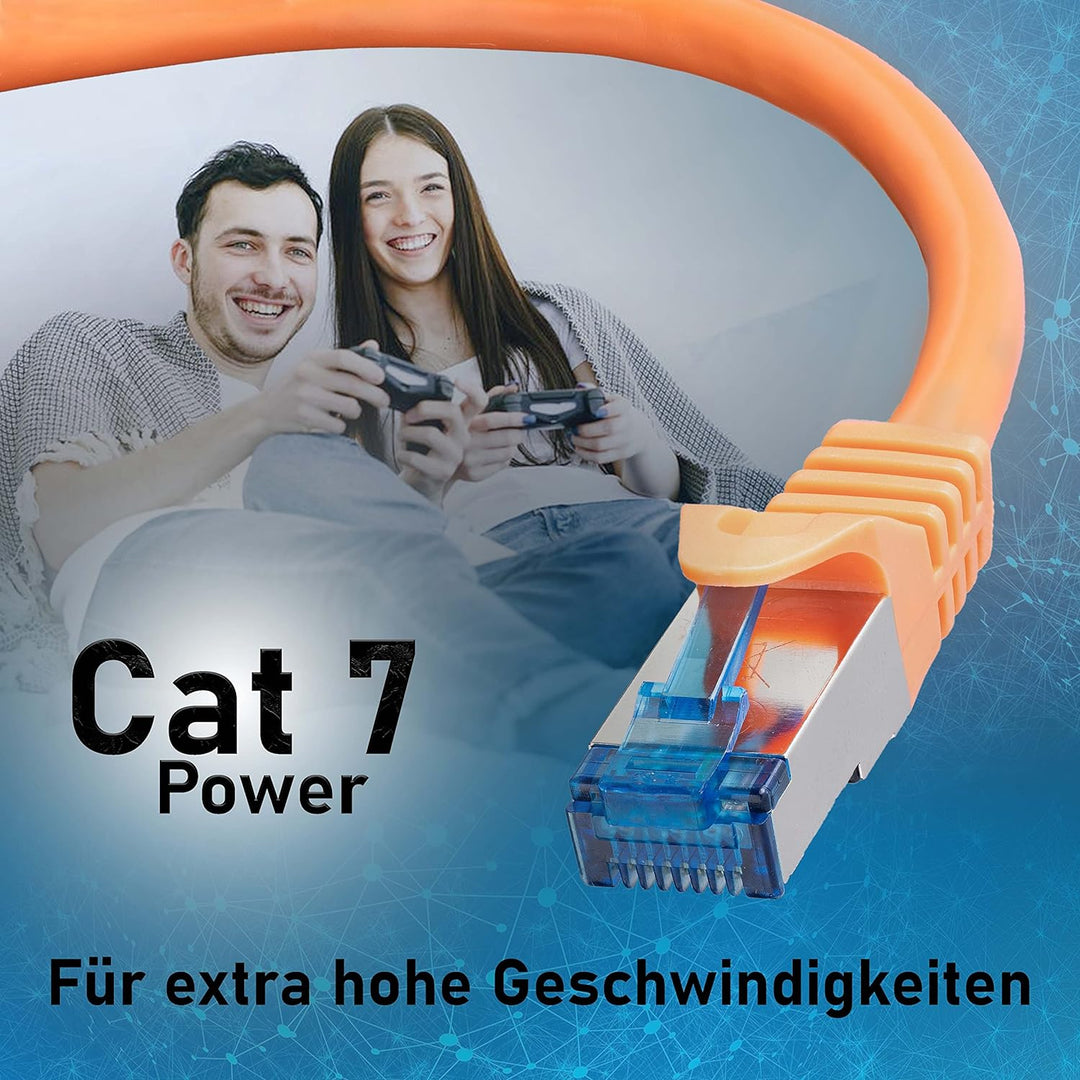 BIGtec - 10 Stück - 5m CAT.7 Gigabit Patchkabel Netzwerkkabel orange Kupferkabel Patch Ethernt LAN D