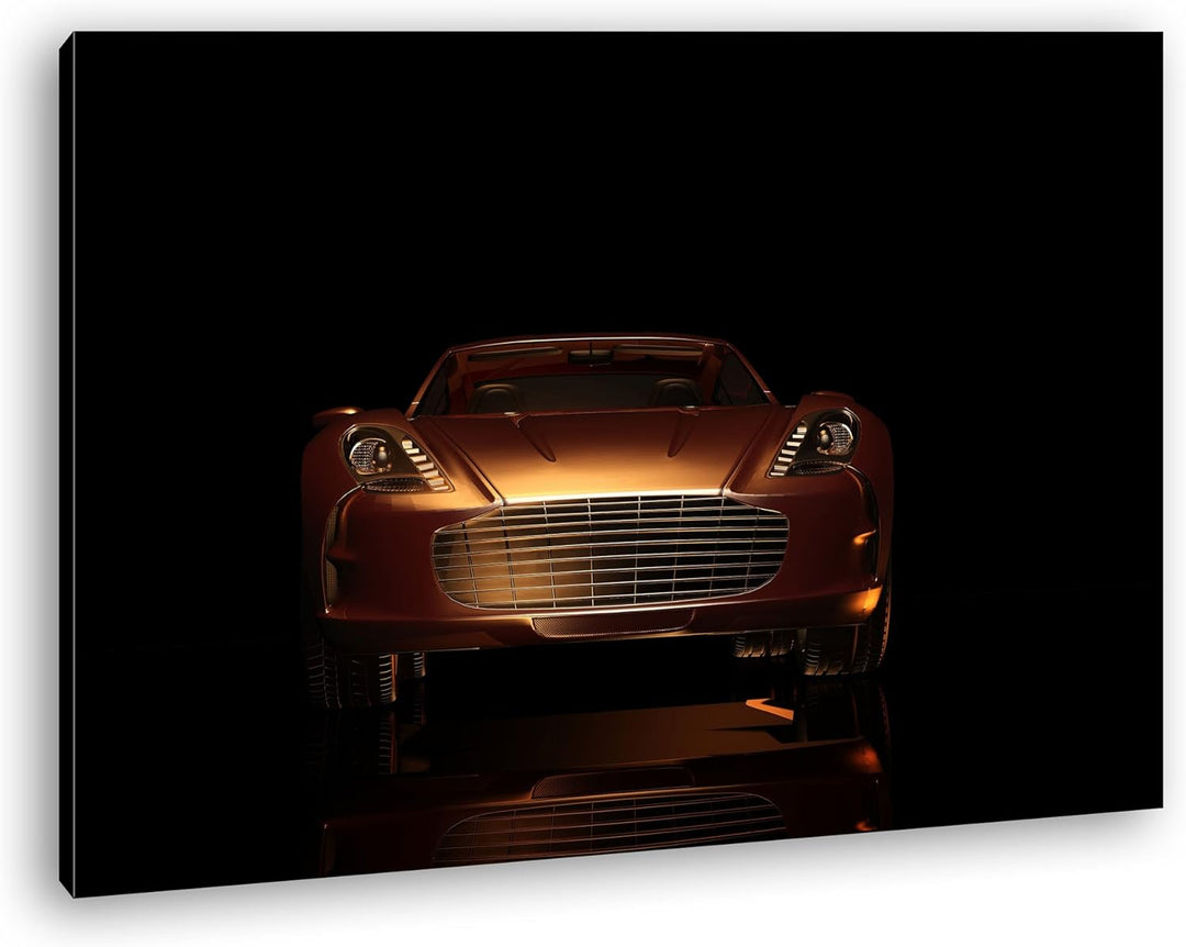 deyoli Dark Bronzefarbener Sportwagen Format: 80x60 als Leinwandbild, Motiv fertig gerahmt auf Echth