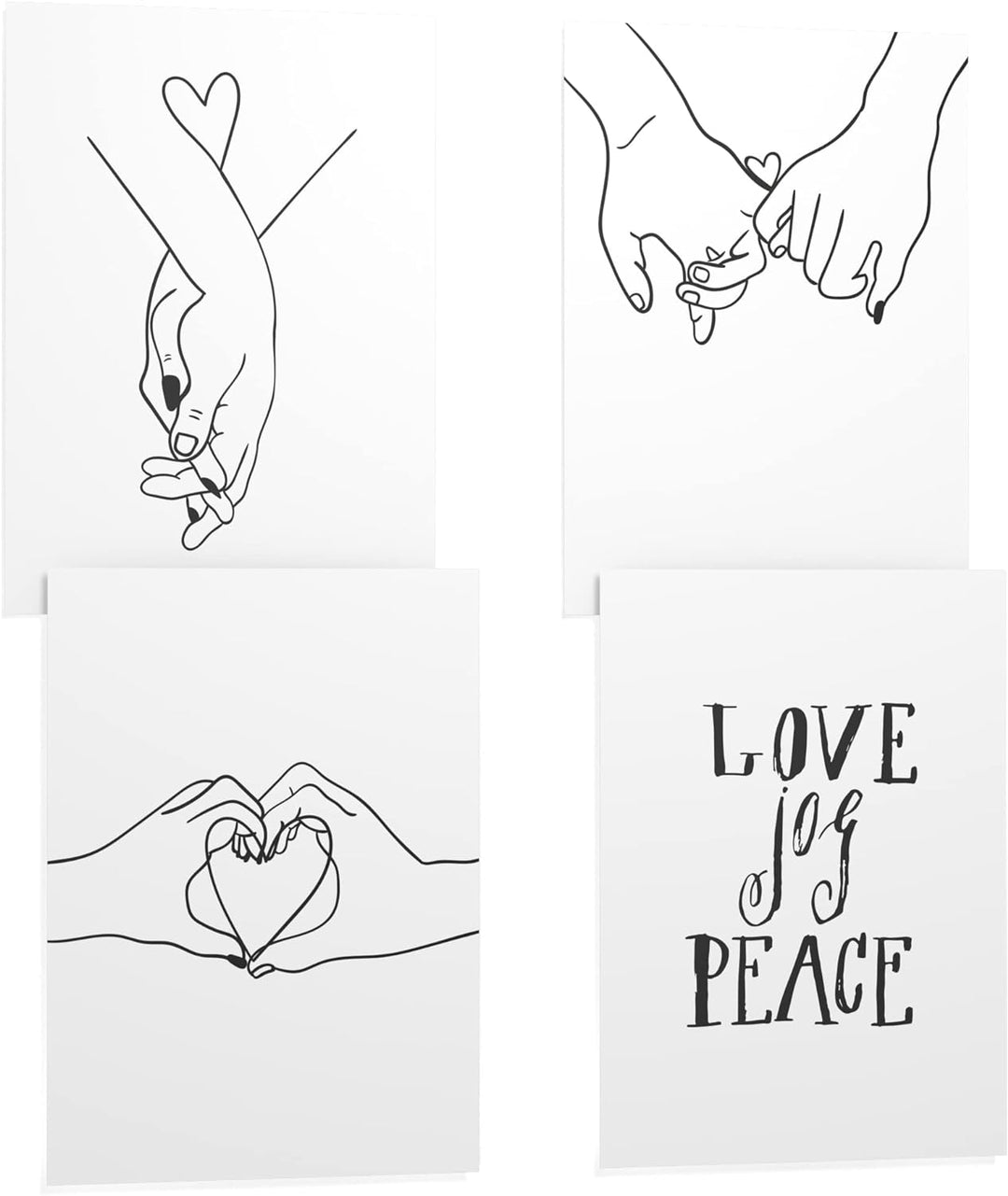 Papierschmiede® Premium Spruchposter Set 4er DIN A1, Motiv: Love Hands, Typografie Bilder Wohnzimmer