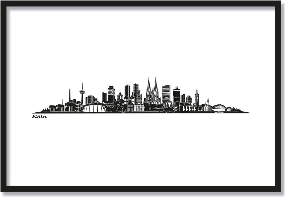 JUNIWORDS Poster mit/ohne Holzrahmen, Wähle ein Motiv, Skyline Köln, Wähle eine Grösse, 30 x 40 cm (