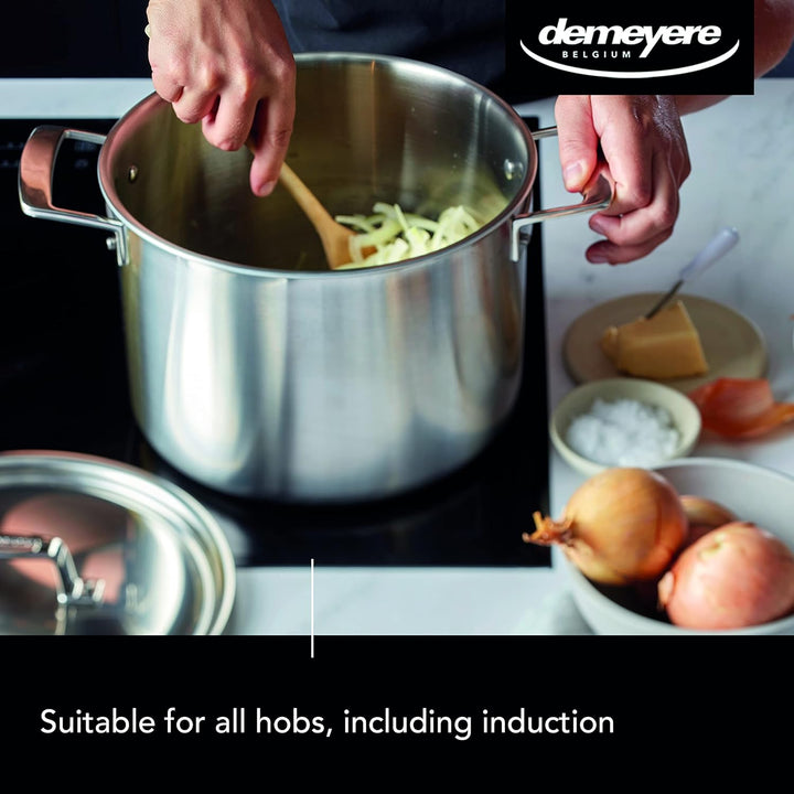 Demeyere Essential 5 Suppentopf fuer Induktion und alle anderen Herdarten, Topf mit Deckel aus pfleg